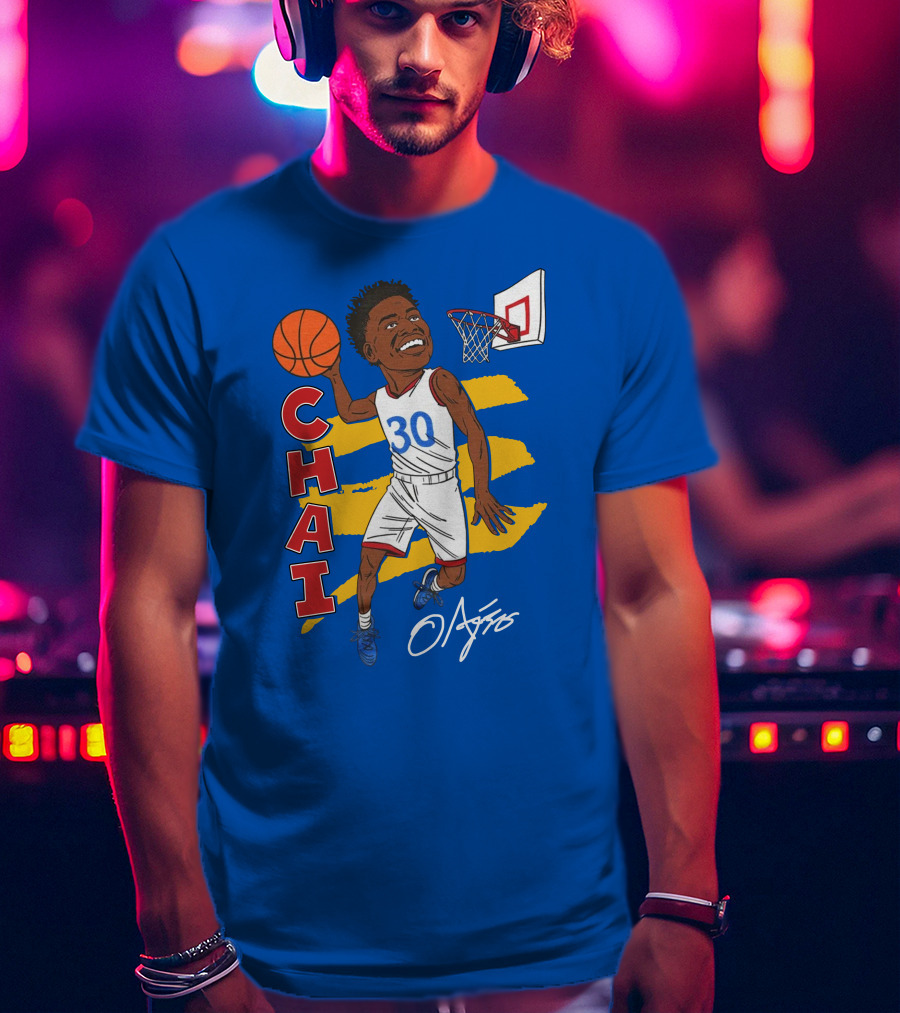 Ochai Agbaji Basketball Illustration 30 Chai Charliehustle Store T-Shirt