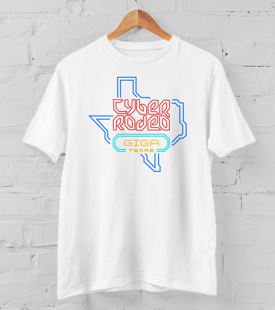 Elon Musk Cyber Rodeo Giga Texas Neon Outline T-Shirt