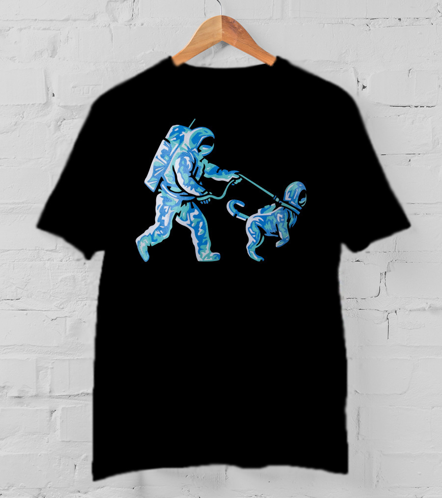 Merch Moon Man Walking Dog In Neon T-Shirt