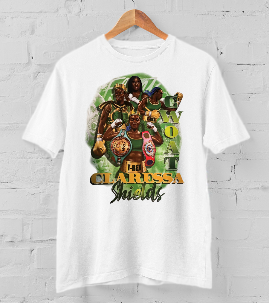 Claressa Shields GWOAT T-Rex Boxing Champion T-Shirt