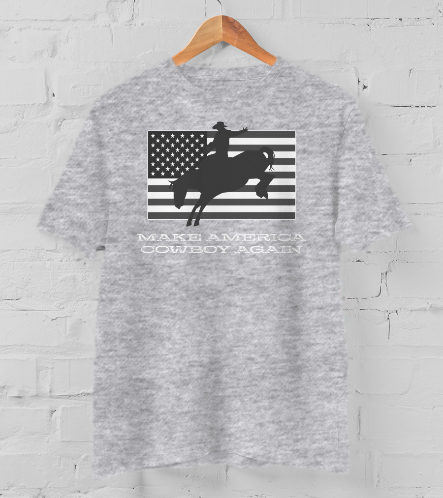 Brittanyandkasi X Kasi Brittany Make America Cowboy Again Riding Silhouette Flag T-Shirt