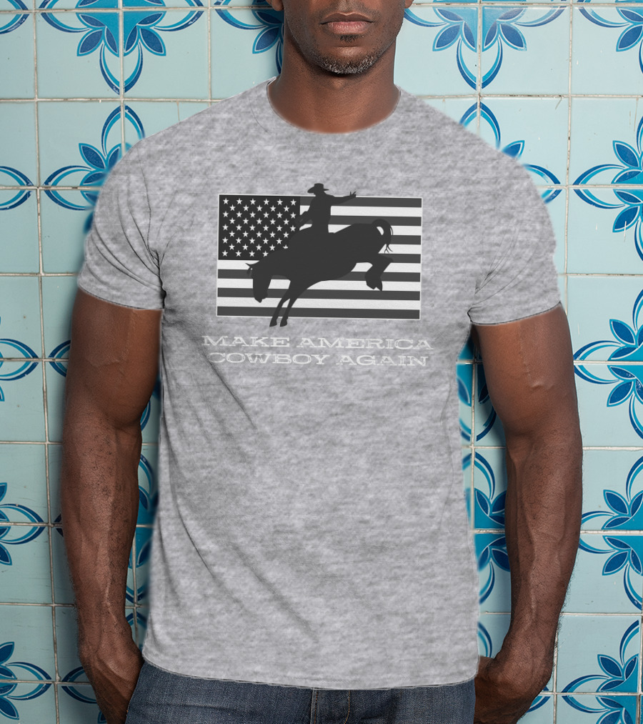 Brittanyandkasi X Kasi Brittany Make America Cowboy Again Riding Silhouette Flag T-Shirt