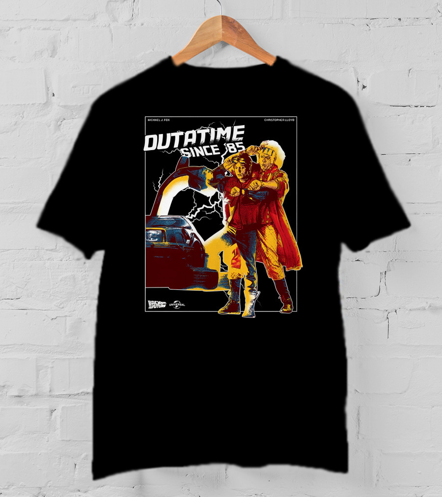 Back To The Future Outatime Since 85 Michael J. Fox Christopher Lloyd Universal T-Shirt