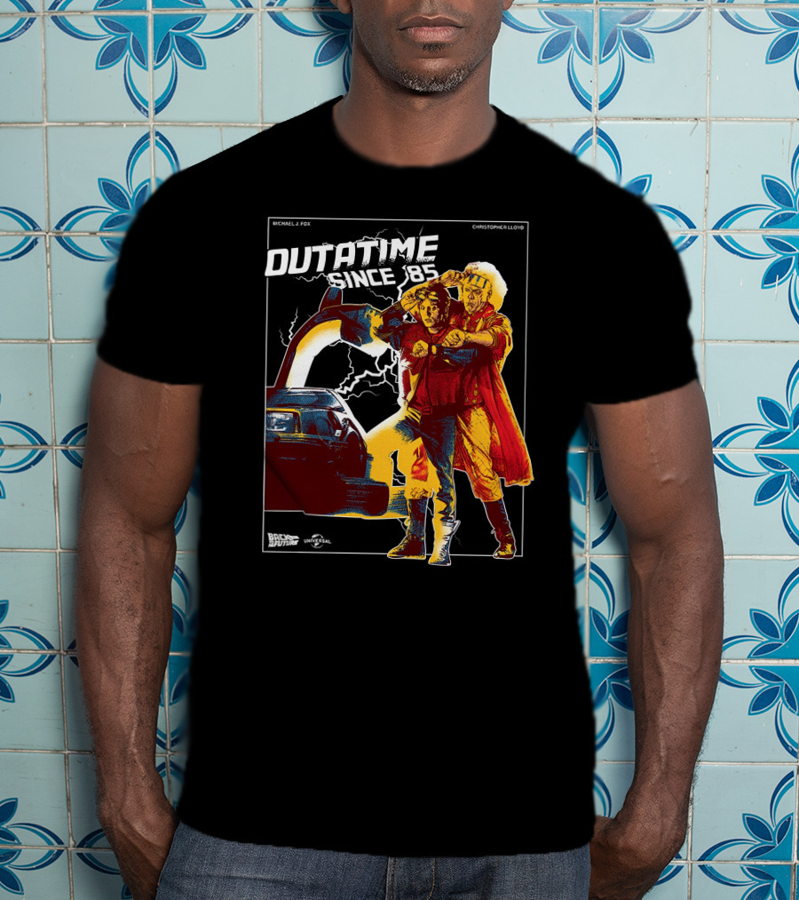 Back To The Future Outatime Since 85 Michael J. Fox Christopher Lloyd Universal T-Shirt