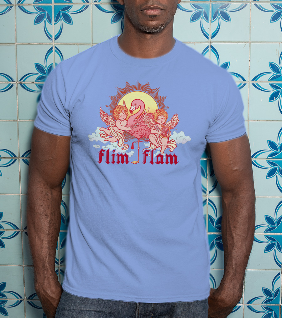 Albertsstuff Flim Flam Flamingo Cherubs Sun Cloud T-Shirt