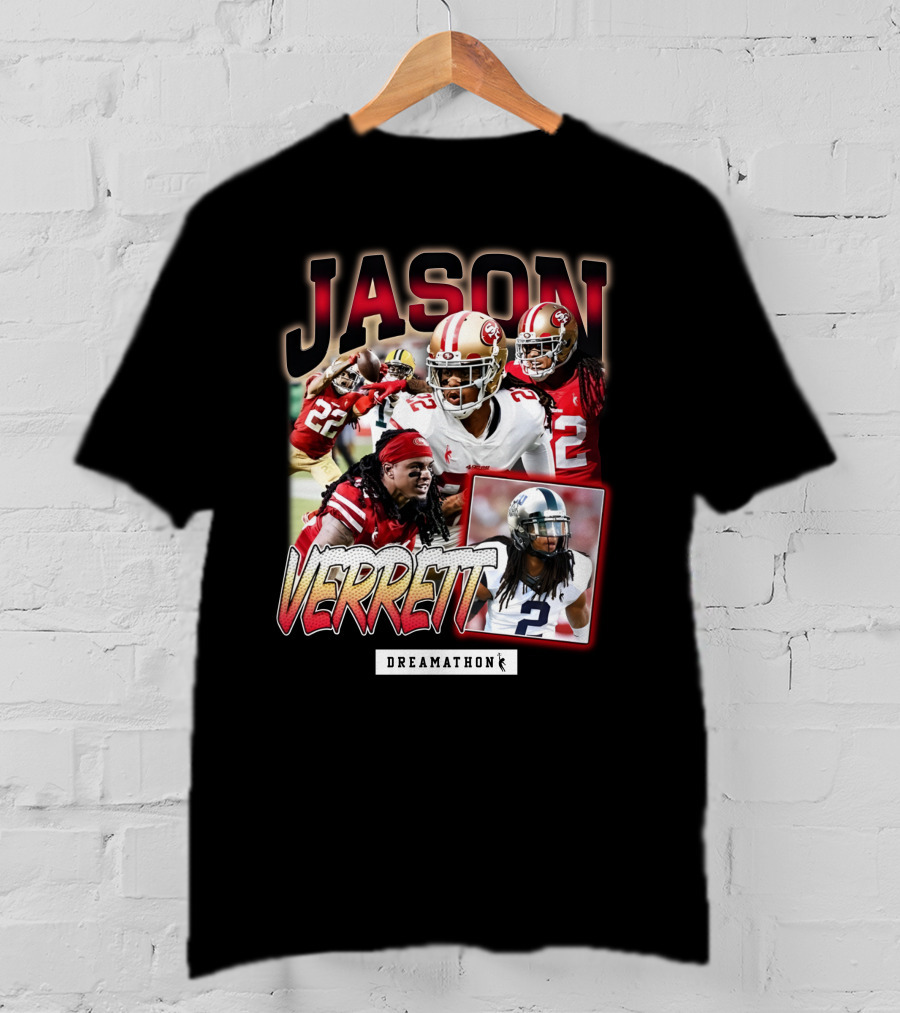 Jason Verrett Dreamathon San Francisco Football Collage T-Shirt