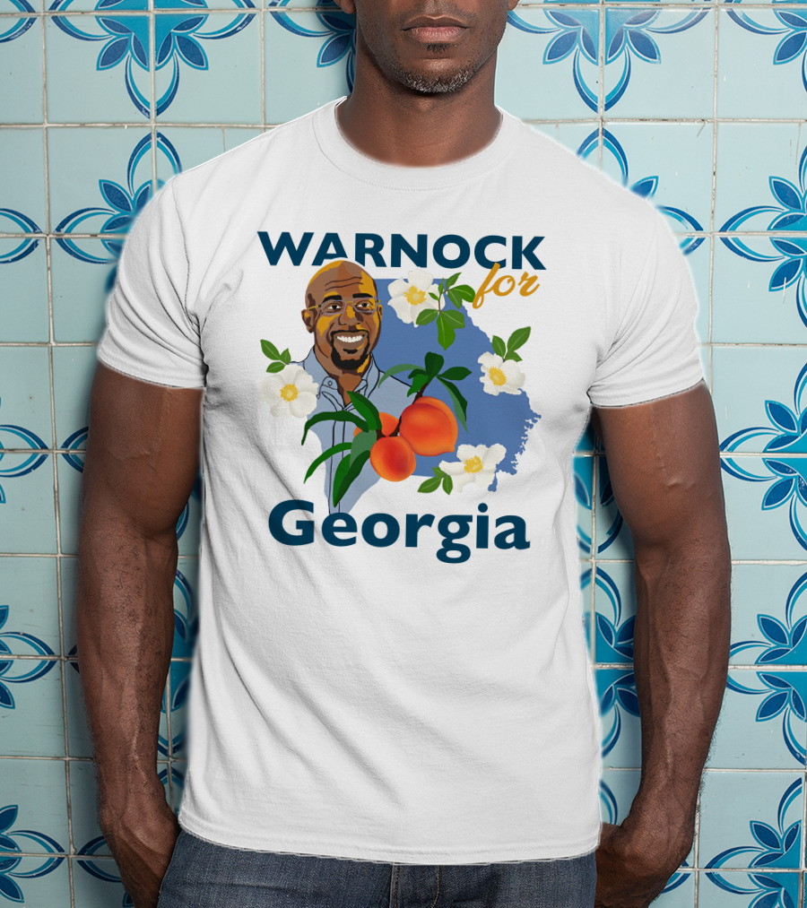 Warnock For Georgia Raphael Warnock Peaches And Blossoms T-Shirt