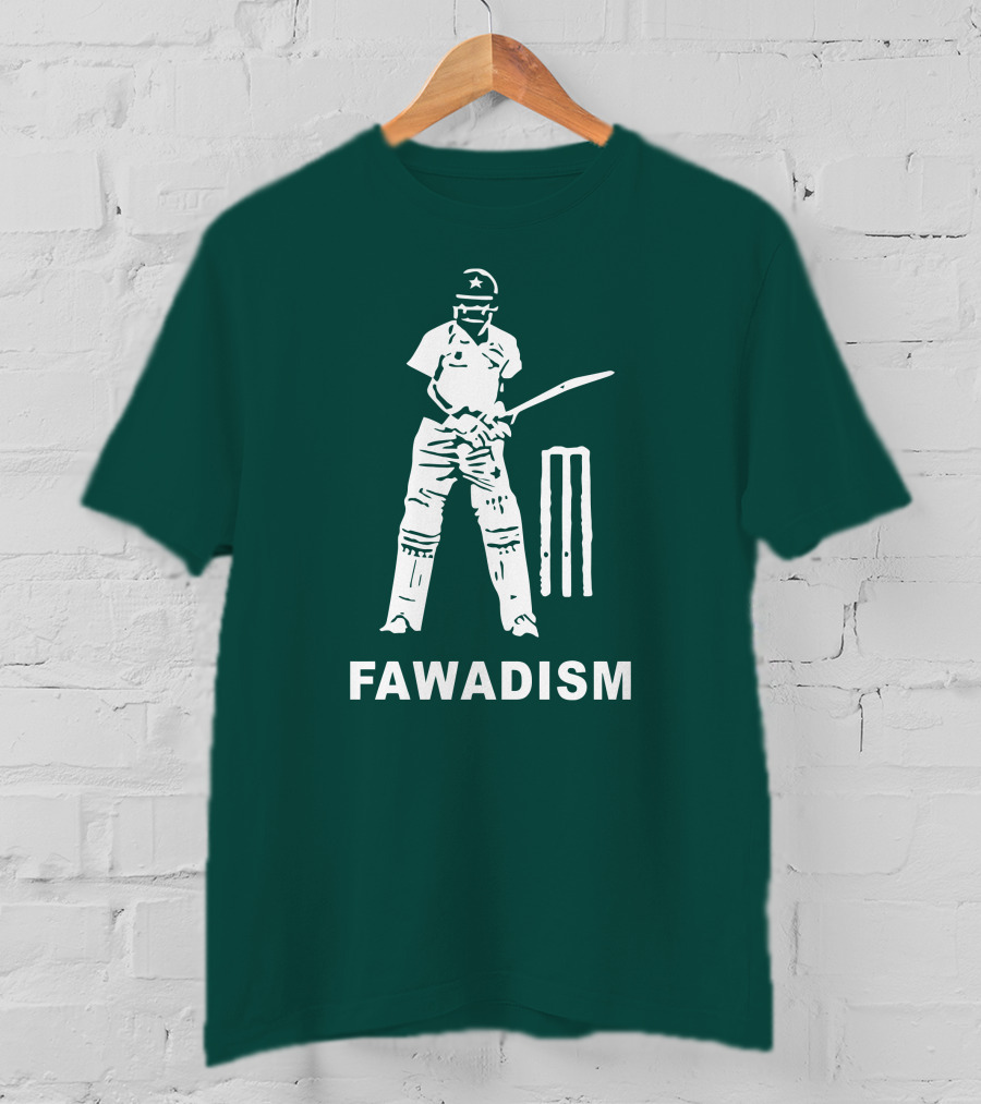 Cricketer Fawadism With Batting Icon And Star Cap T-Shirt