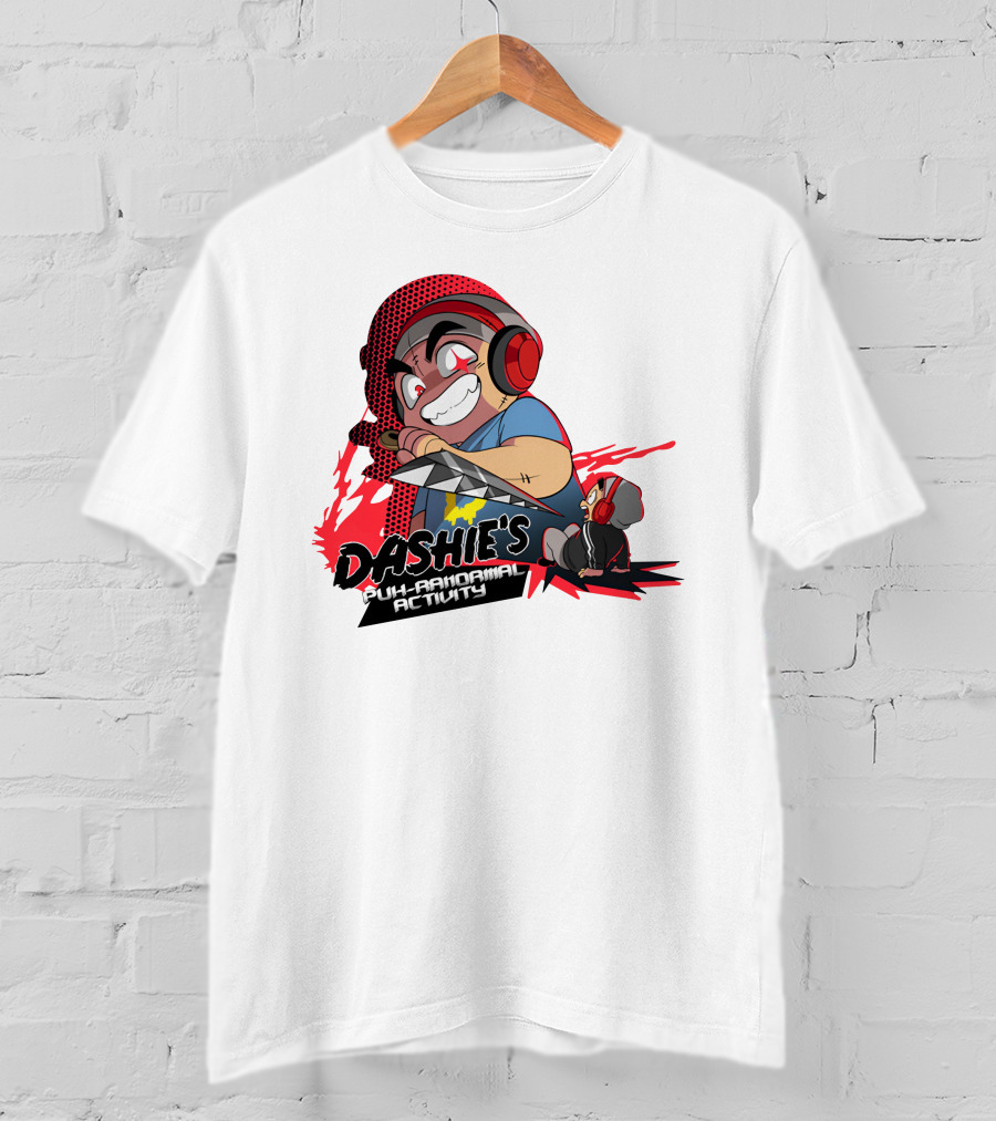 Dashiexp Merch Dashie's Puh-Ranormal Activity Red Headphones Cartoon Character T-Shirt