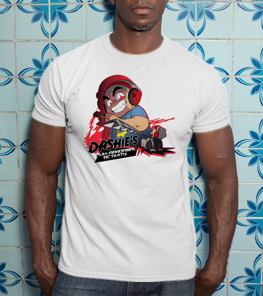 Dashiexp Merch Dashie's Puh-Ranormal Activity Red Headphones Cartoon Character T-Shirt