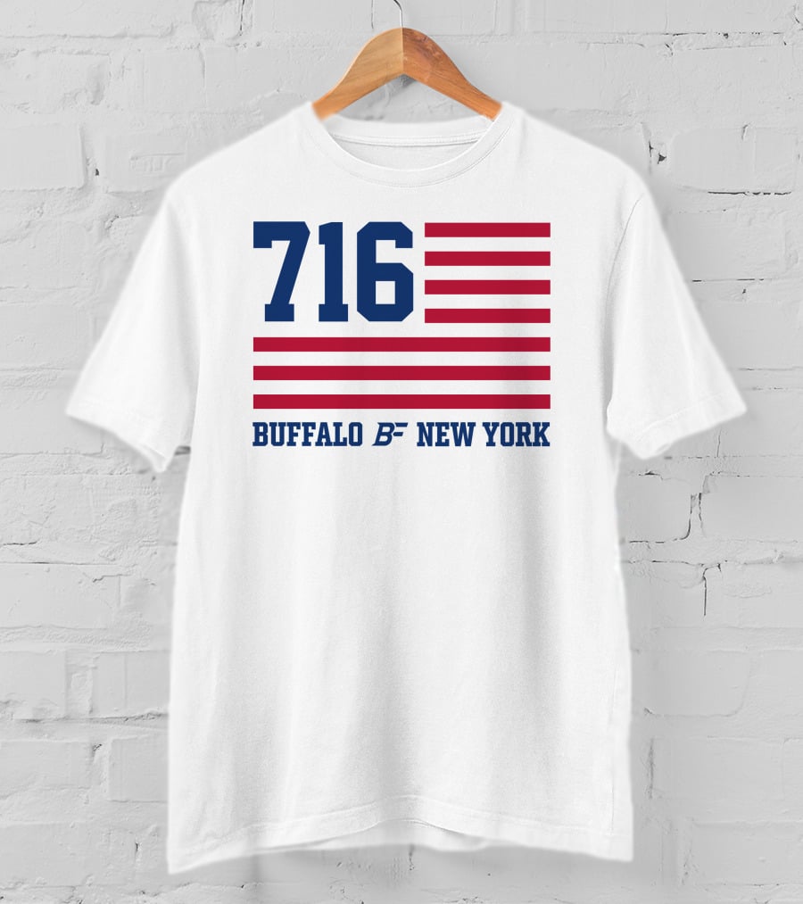 716 Buffalo New York USA Flag T-Shirt