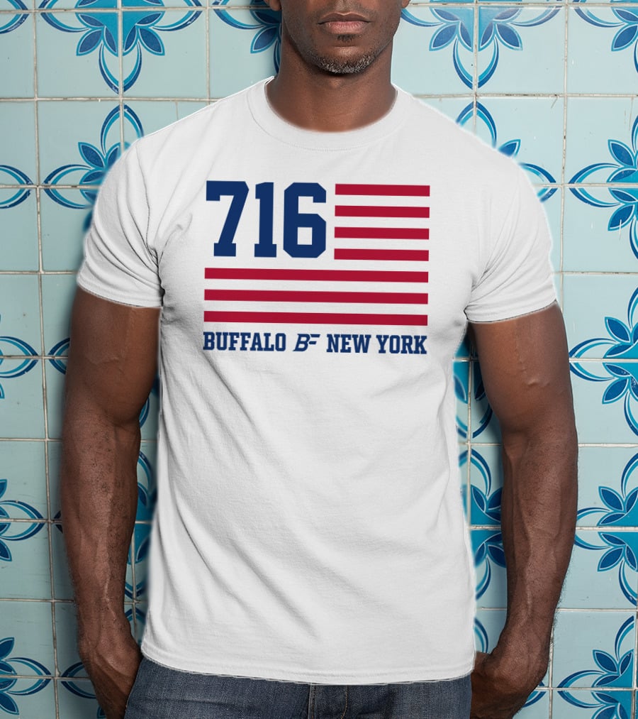 716 Buffalo New York USA Flag T-Shirt