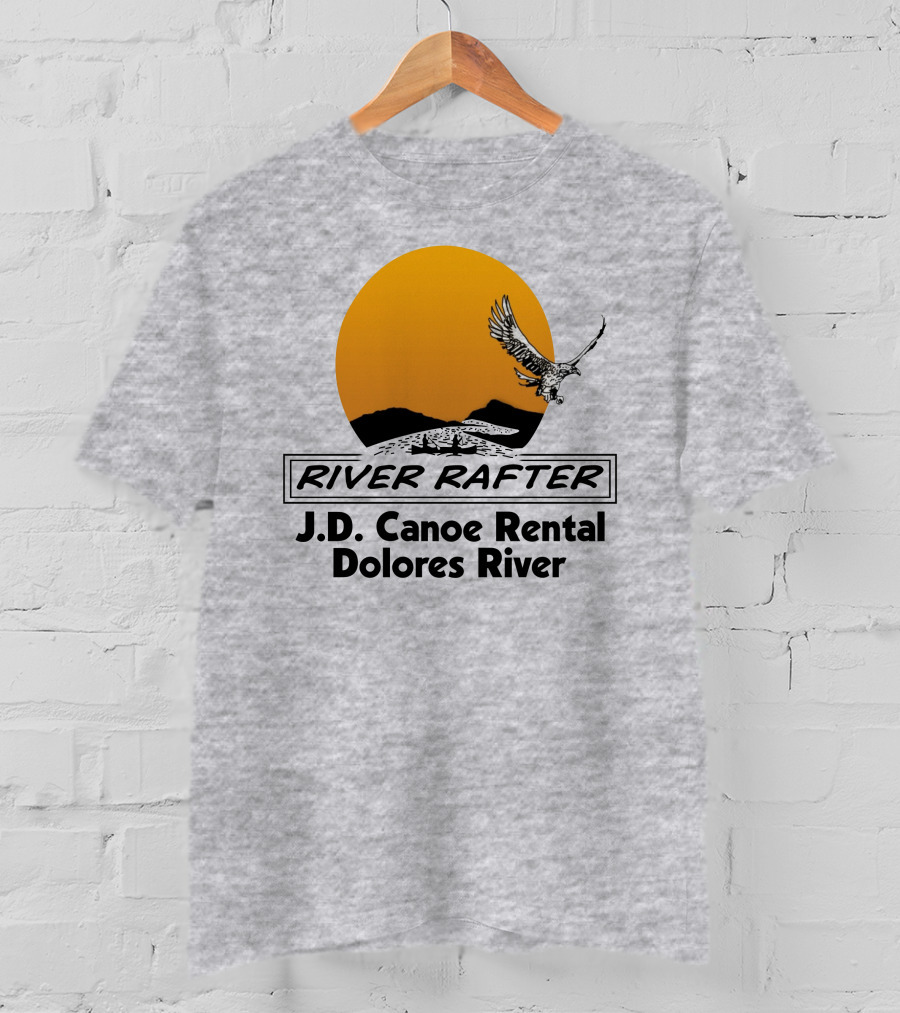 River Rafter J.D. Canoe Rental Dolores River Eagle Sunset T-Shirt