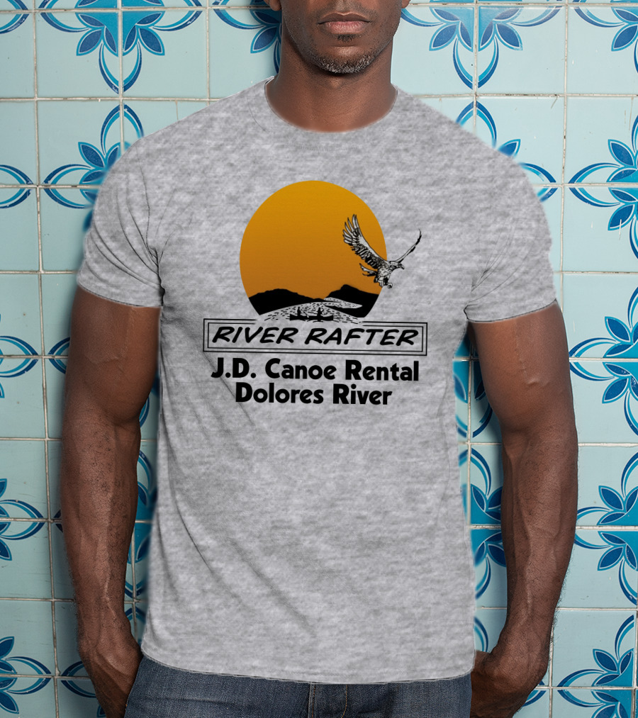 River Rafter J.D. Canoe Rental Dolores River Eagle Sunset T-Shirt
