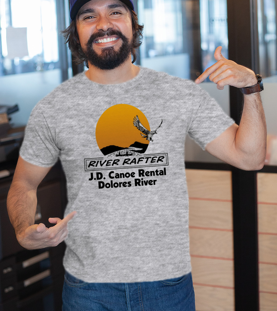 River Rafter J.D. Canoe Rental Dolores River Eagle Sunset T-Shirt
