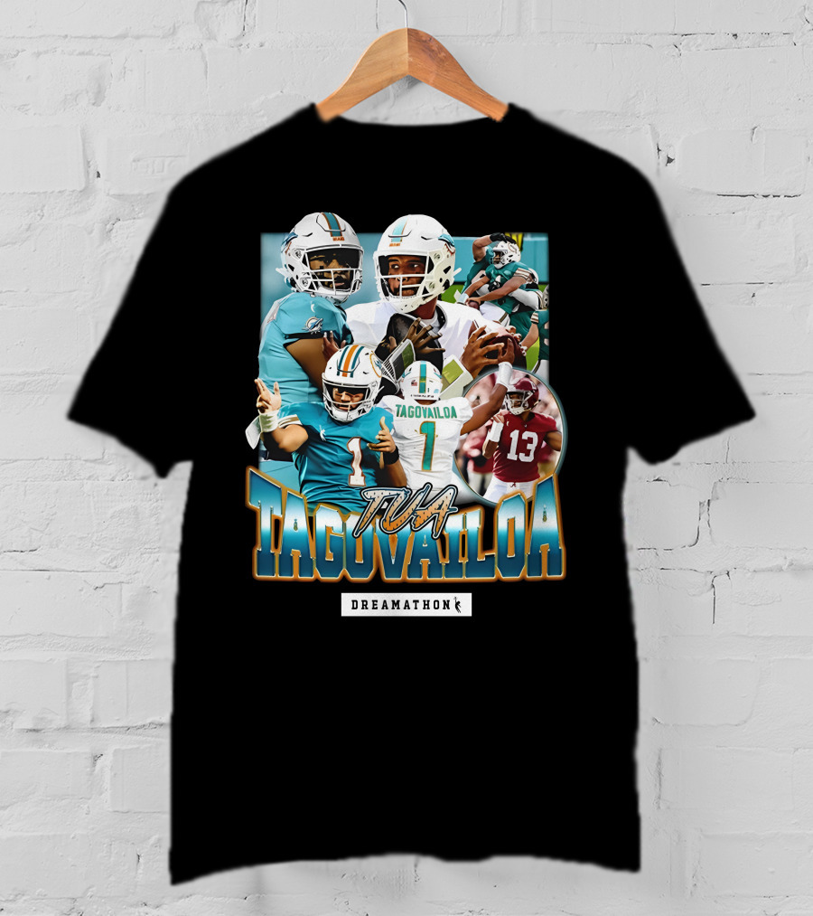 Tua Tagovailoa Dreamathon Quarterback Highlights NFL Football Action T-Shirt
