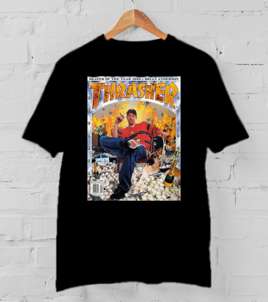 Thrasher Skater Of The Year 1999 Brian Anderson Cover With Money Explosion Scene T-Shirt