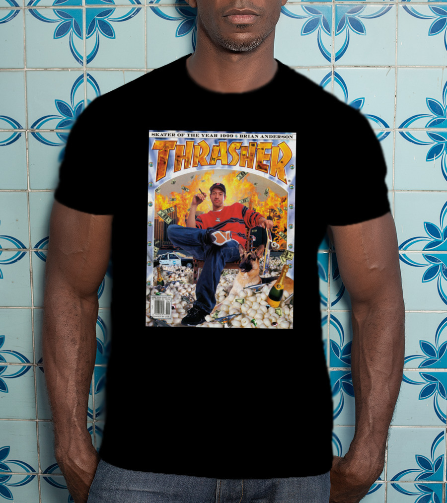 Thrasher Skater Of The Year 1999 Brian Anderson Cover With Money Explosion Scene T-Shirt