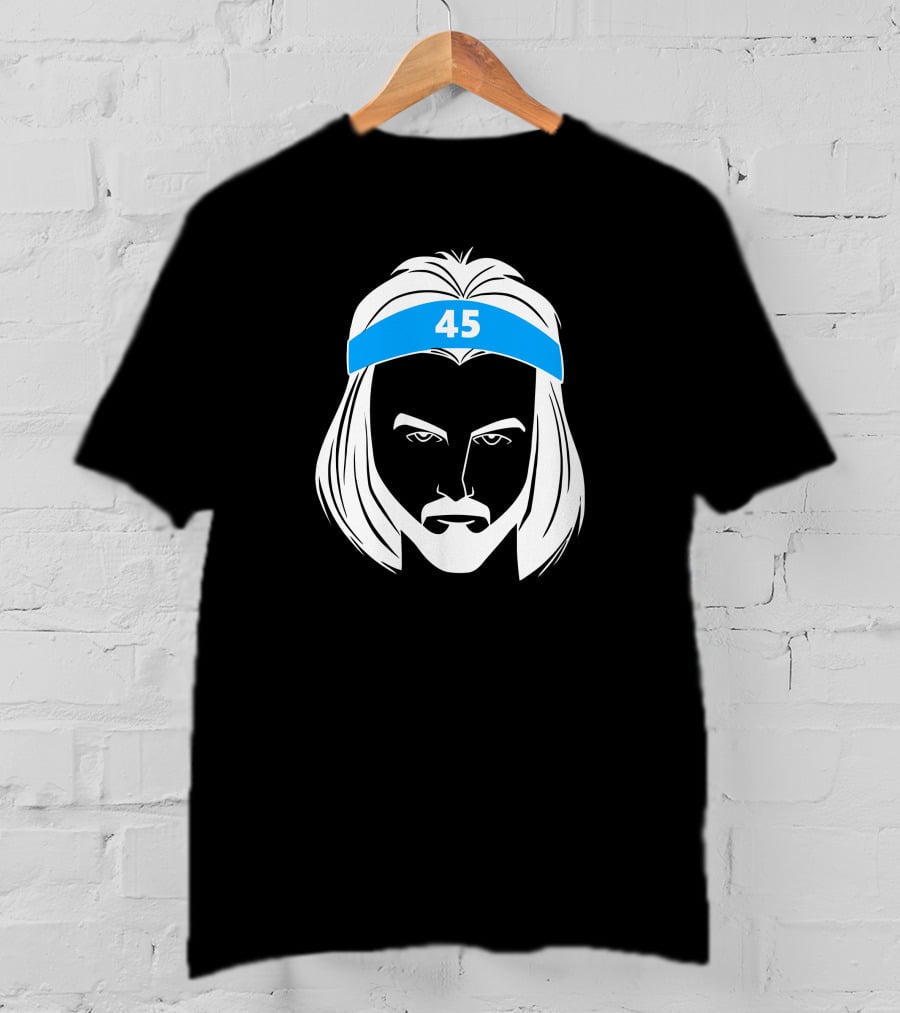 Caleb Love Wears Brady Manek 45 Headband Stencil T-Shirt