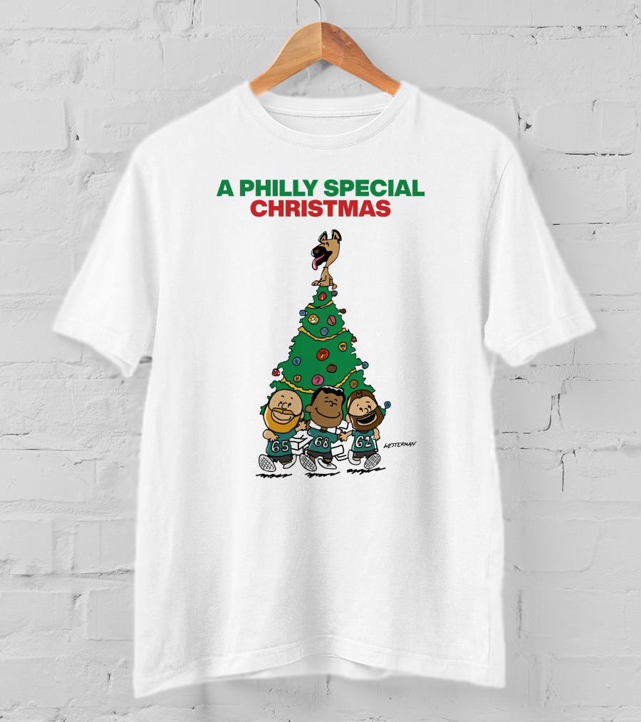 A Philly Special Christmas Festive Tree And Football Trio T-Shirt