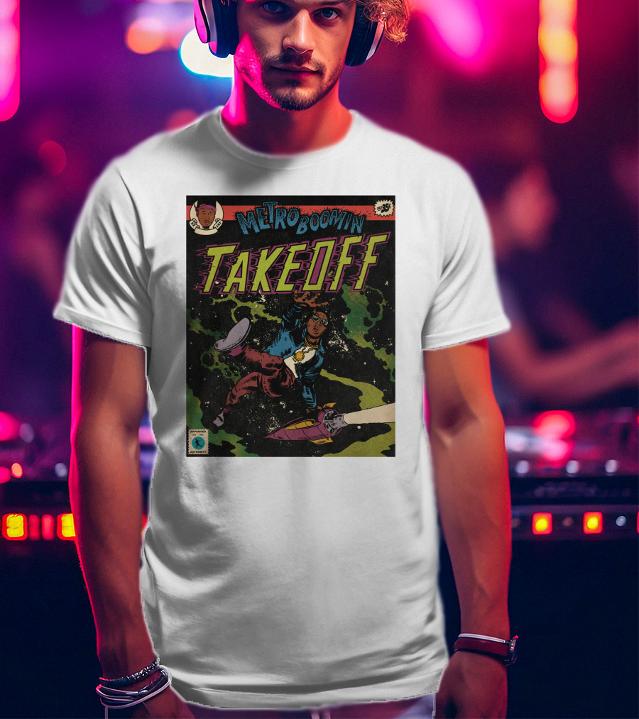 Metro Boomin Takeoff Comic Style Space Adventure T-Shirt