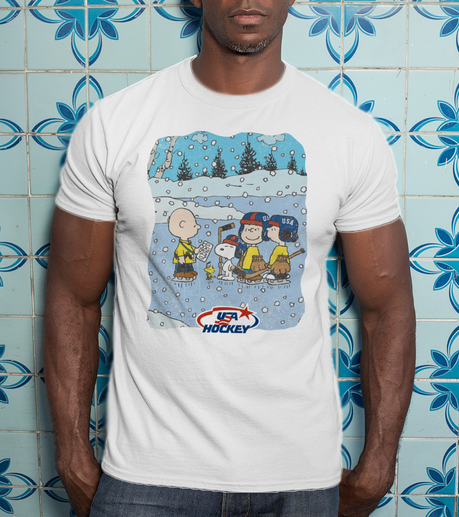 Nola Foxhky Streaker Sports X Peanuts USA Hockey Charlie Brown And Friends Ice Skating T-Shirt