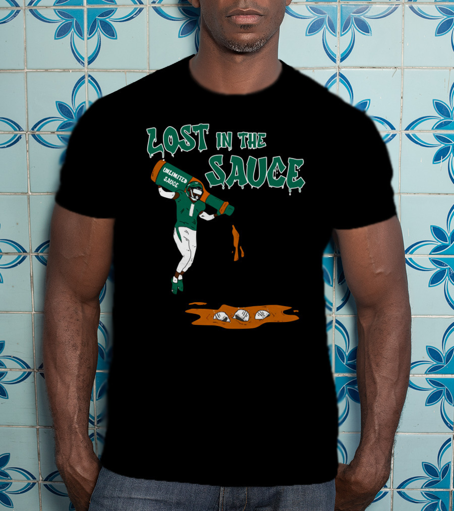 Lost In The Sauce Iamsaucegardner With Unlimited Sauce Football Player T-Shirt