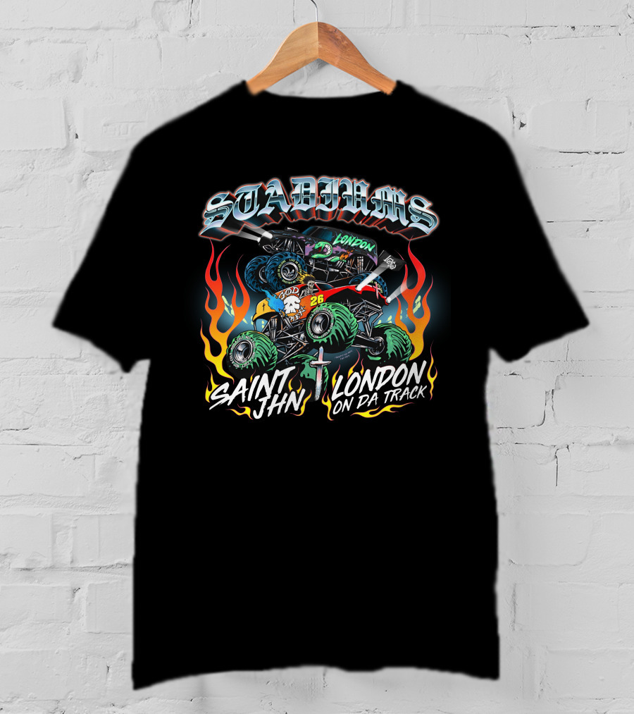 Stadiums Saint Jhn London On Da Track Monster Truck Flame T-Shirt