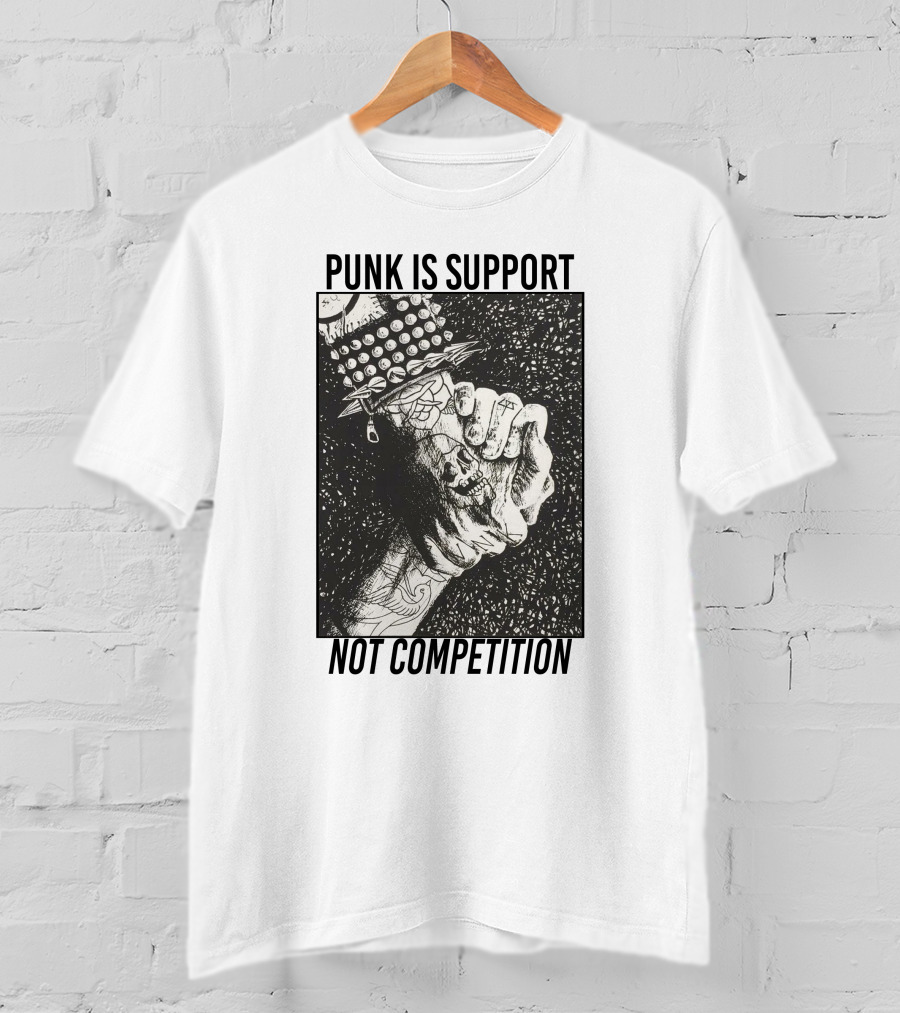 Punk Is Support Not Competition No Gods No Masters Spiked Leather Unity T-Shirt