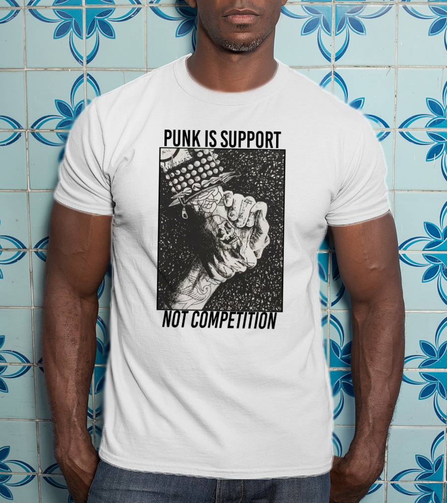 Punk Is Support Not Competition No Gods No Masters Spiked Leather Unity T-Shirt