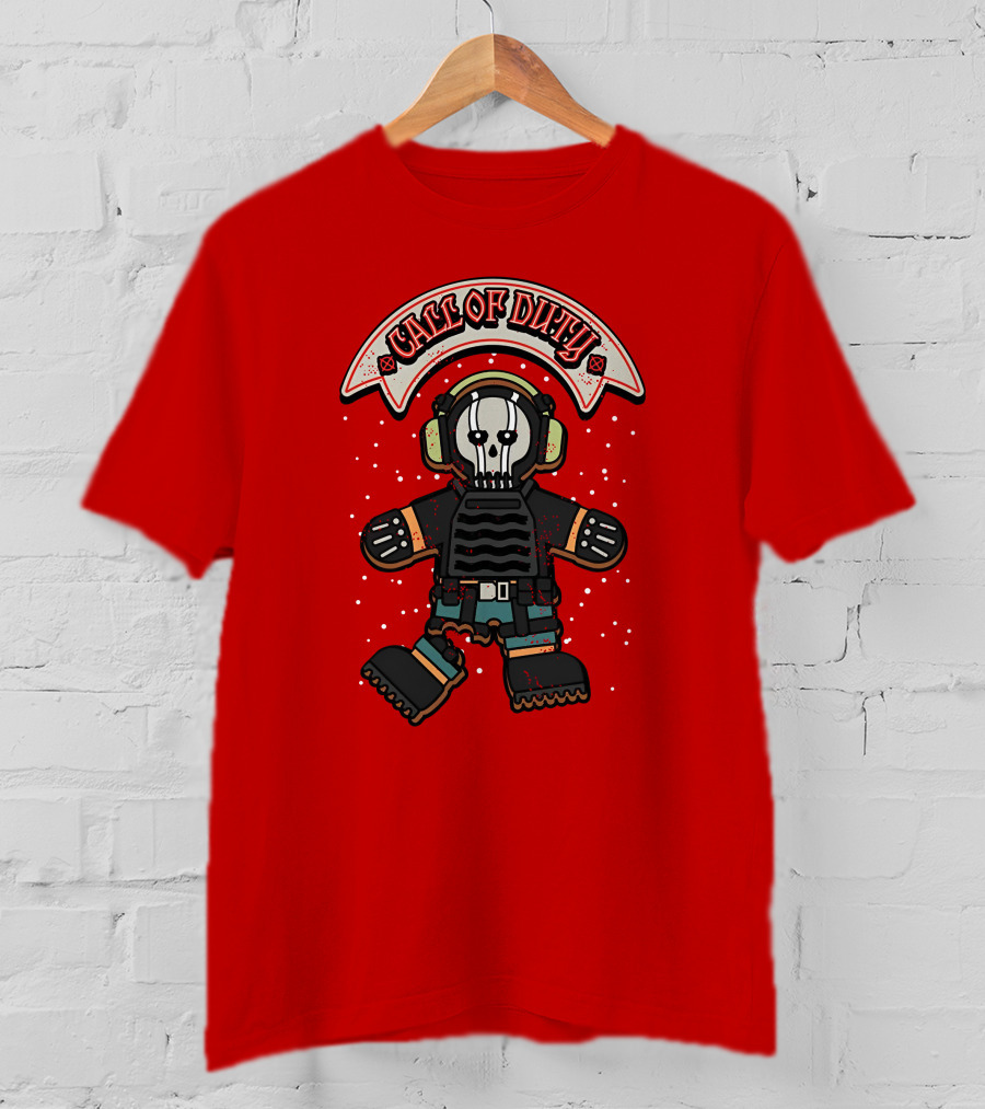 Dysmo Call Of Duty Skull Soldier Gingerbread Red Holiday Game Fusion T-Shirt