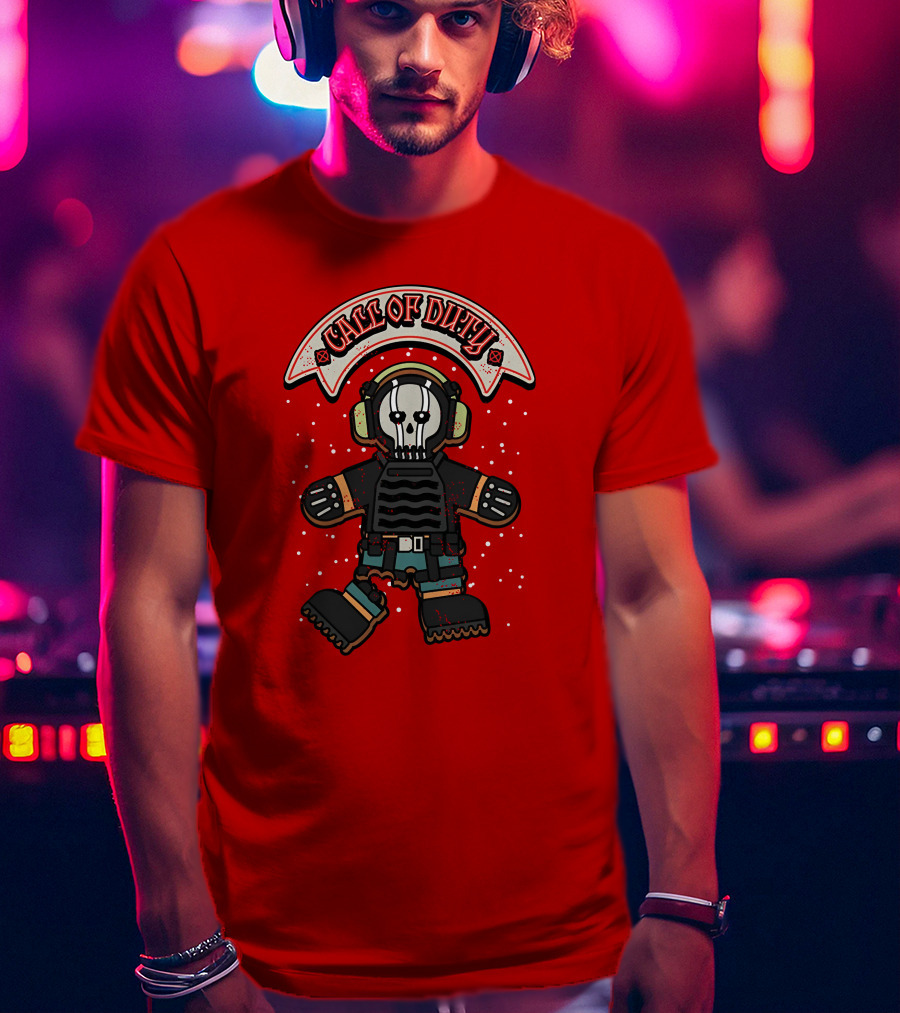 Dysmo Call Of Duty Skull Soldier Gingerbread Red Holiday Game Fusion T-Shirt