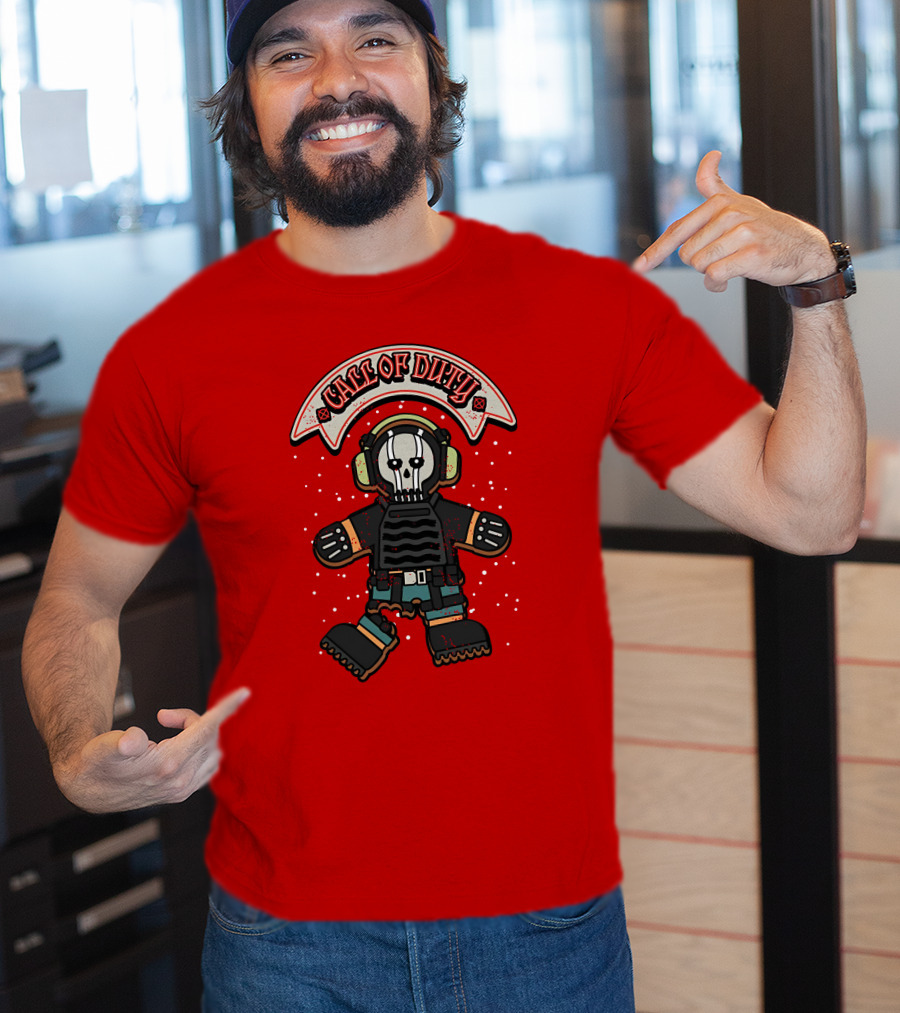 Dysmo Call Of Duty Skull Soldier Gingerbread Red Holiday Game Fusion T-Shirt