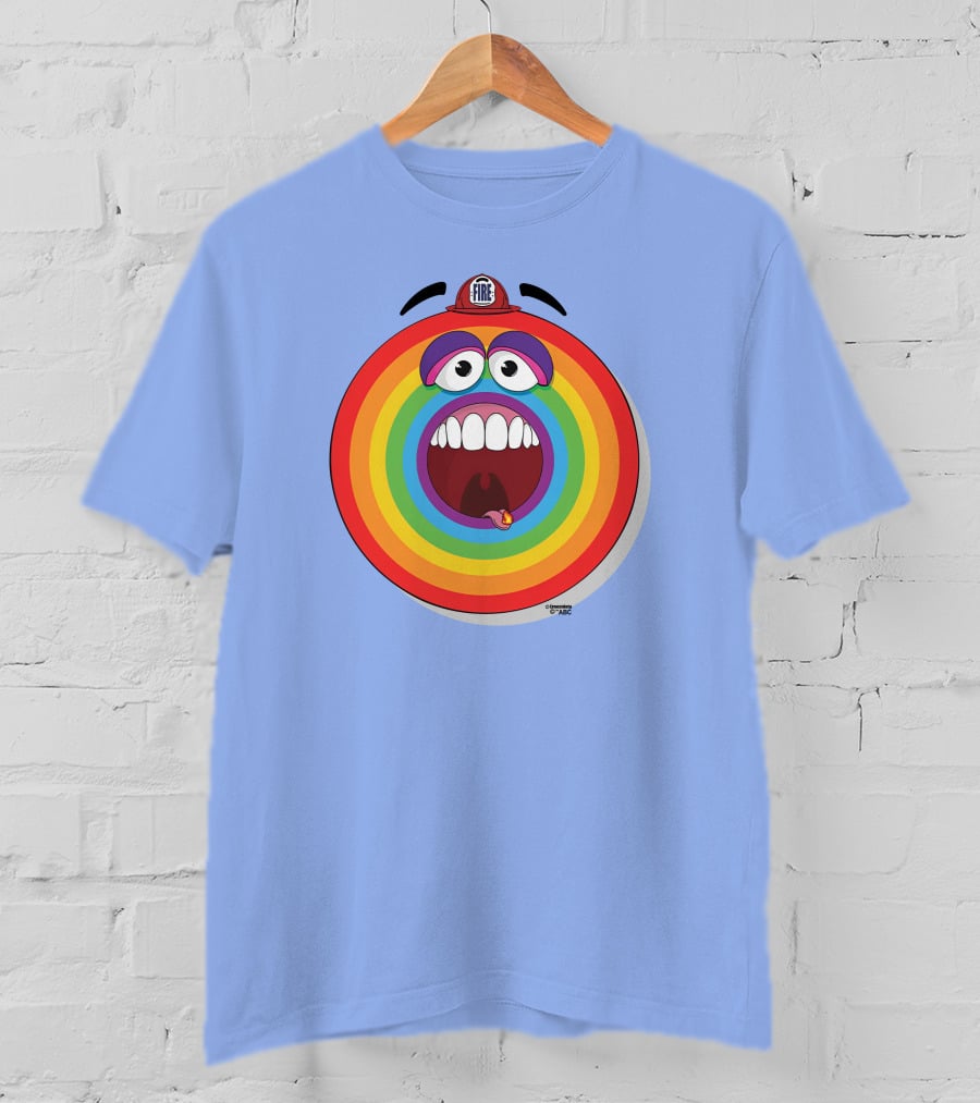 Firefighter Rainbow Face With Comic Mouth By Ernest Doty T-Shirt
