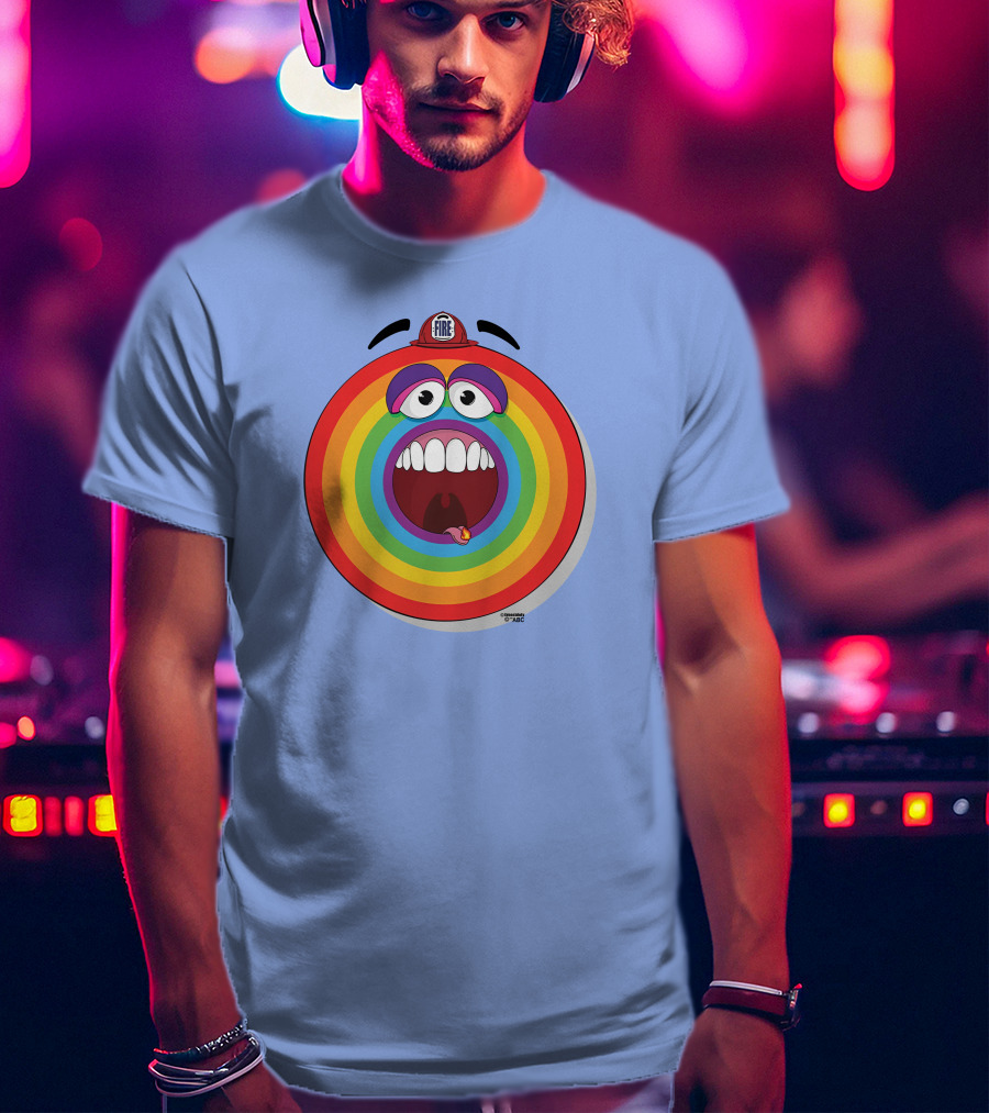 Firefighter Rainbow Face With Comic Mouth By Ernest Doty T-Shirt