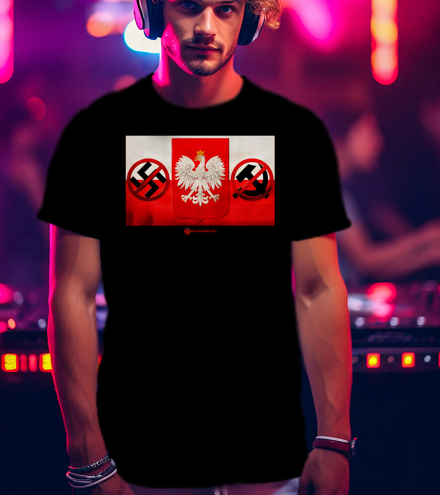 WeAreChange.org The Polish Spirit Anti-Swastika Anti-Communism Eagle T-Shirt