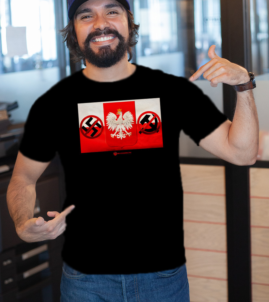WeAreChange.org The Polish Spirit Anti-Swastika Anti-Communism Eagle T-Shirt
