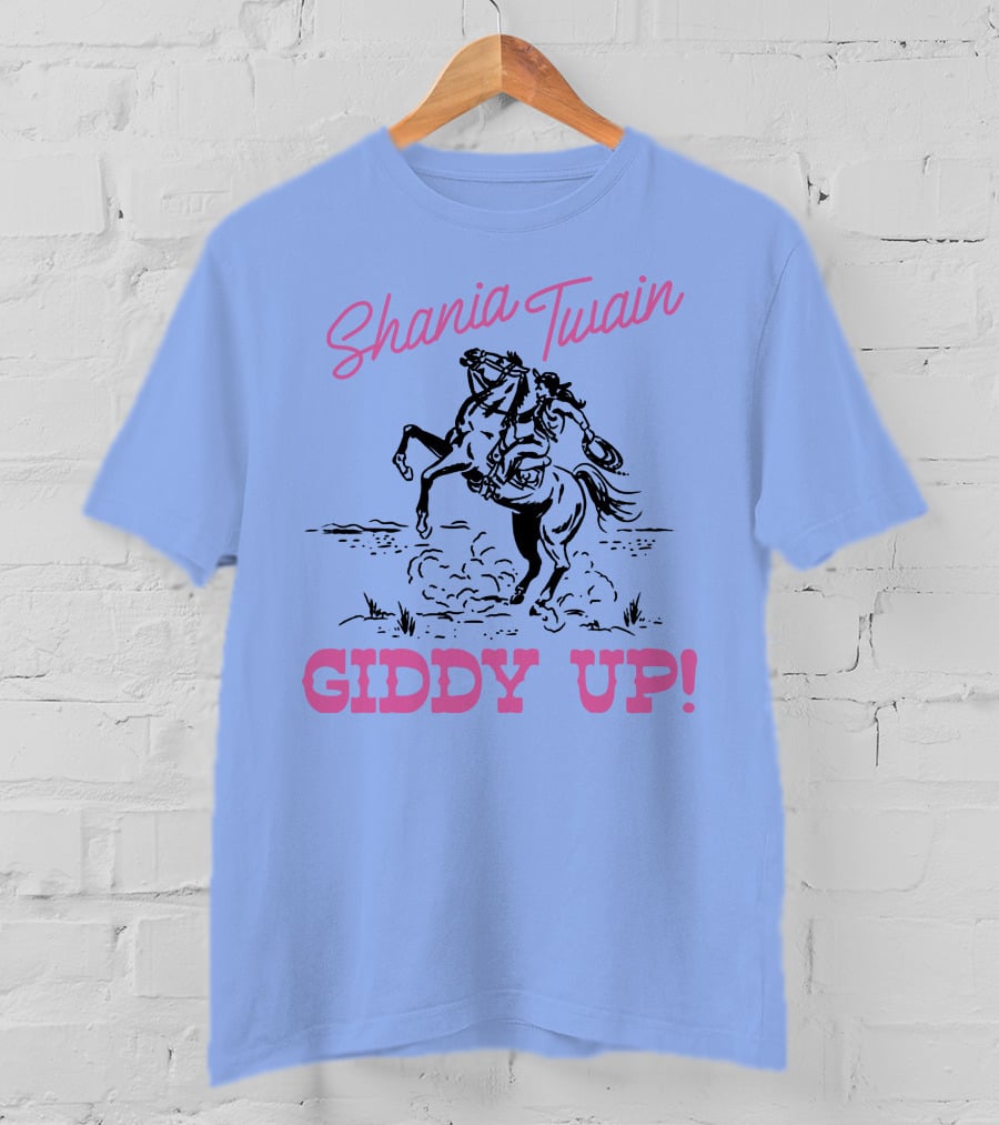 Shania Twain Giddy Up Riding Horse Sketch T-Shirt