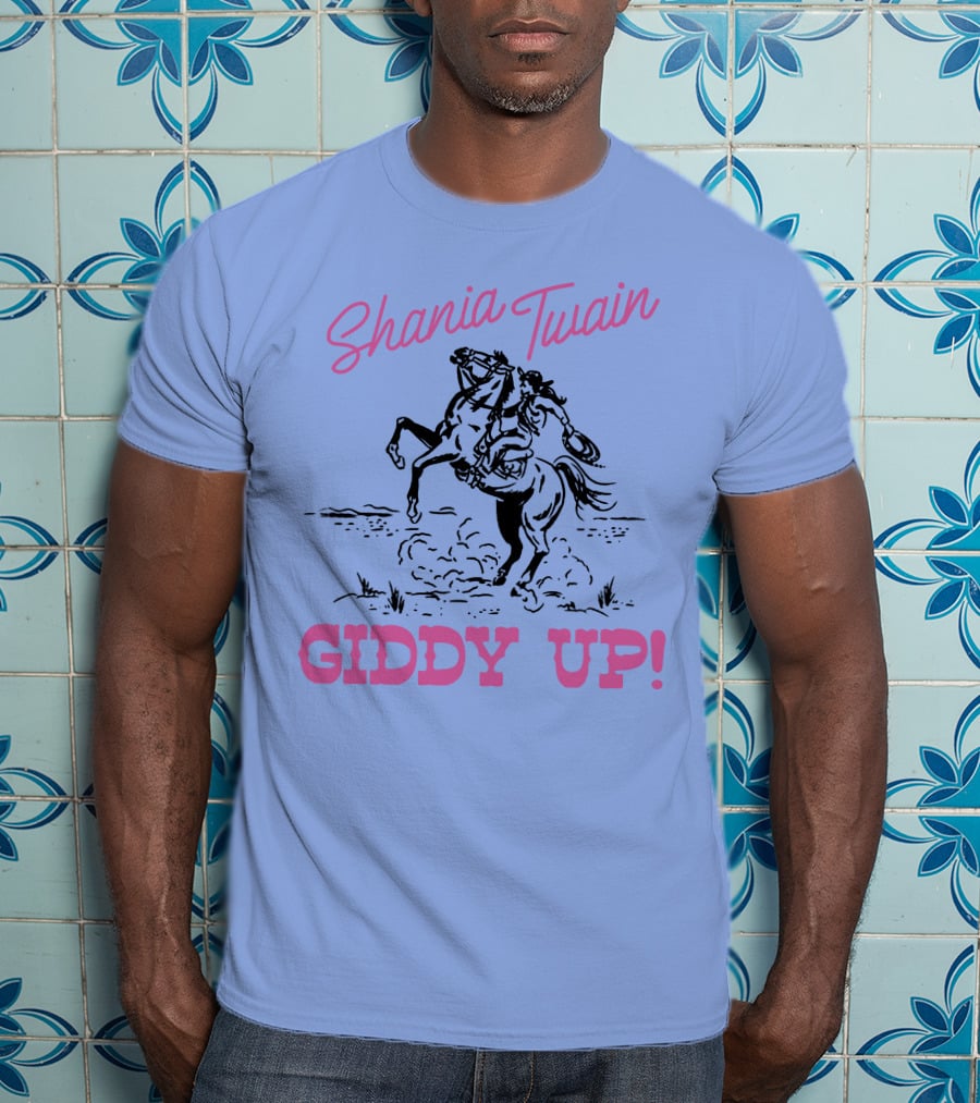 Shania Twain Giddy Up Riding Horse Sketch T-Shirt