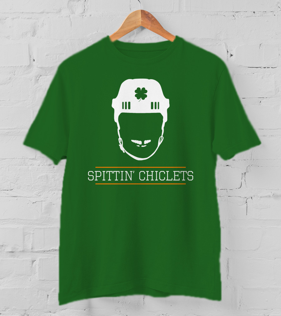 Spittin Chiclets Hockey Helmet Clover Green T-Shirt