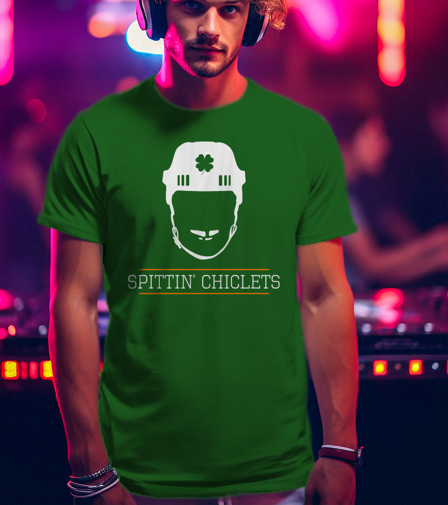 Spittin Chiclets Hockey Helmet Clover Green T-Shirt