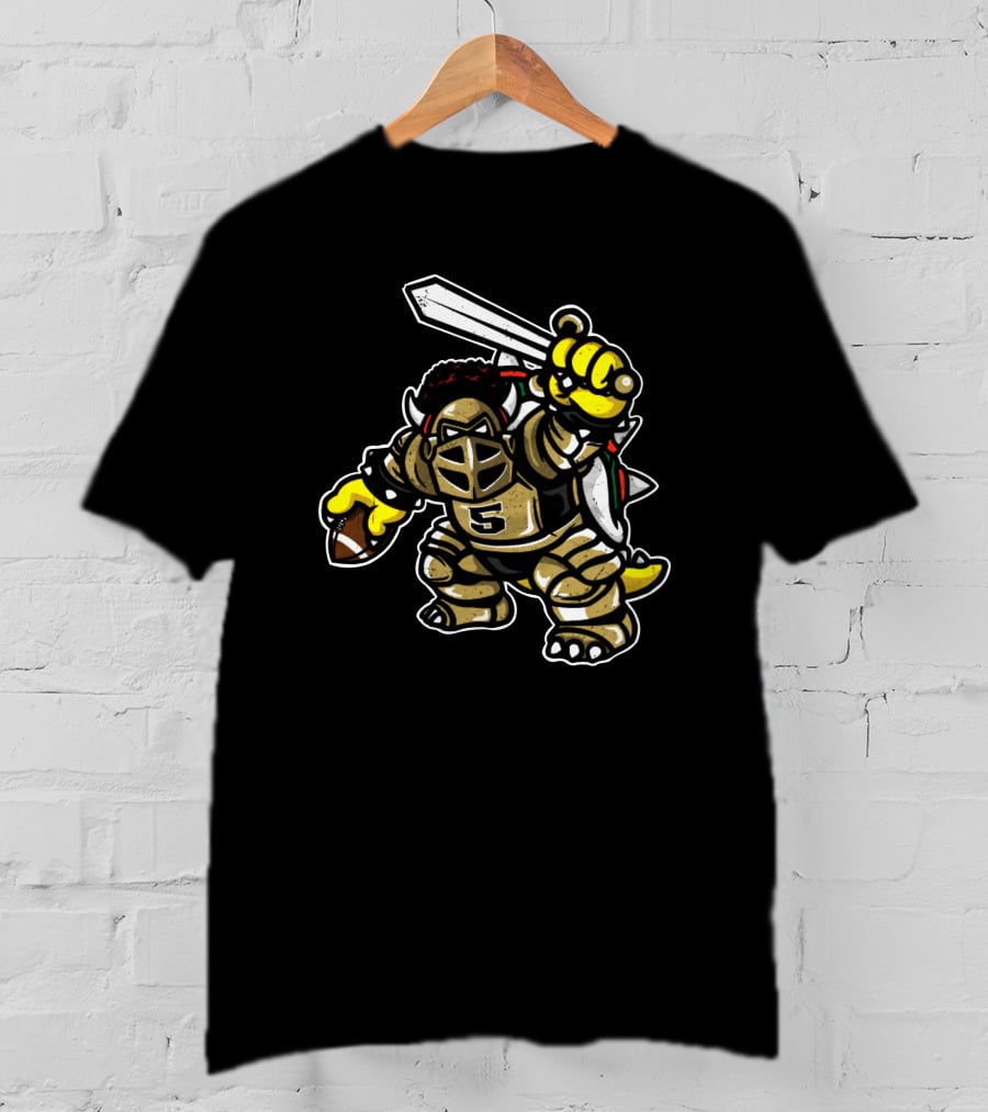 Isaiah Bowser Toon Character With Football And Sword T-Shirt