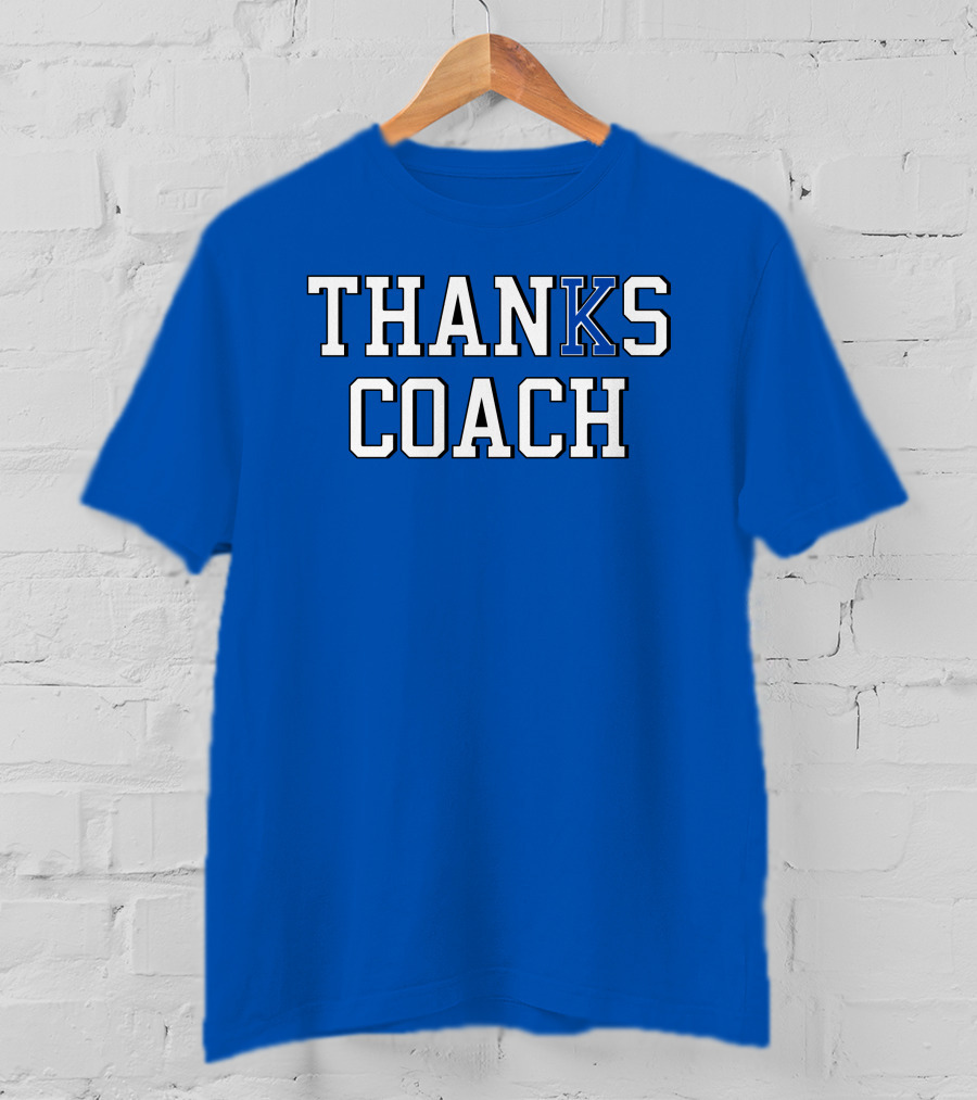 Thanks Coach Basketball Appreciation Blue Text T-Shirt