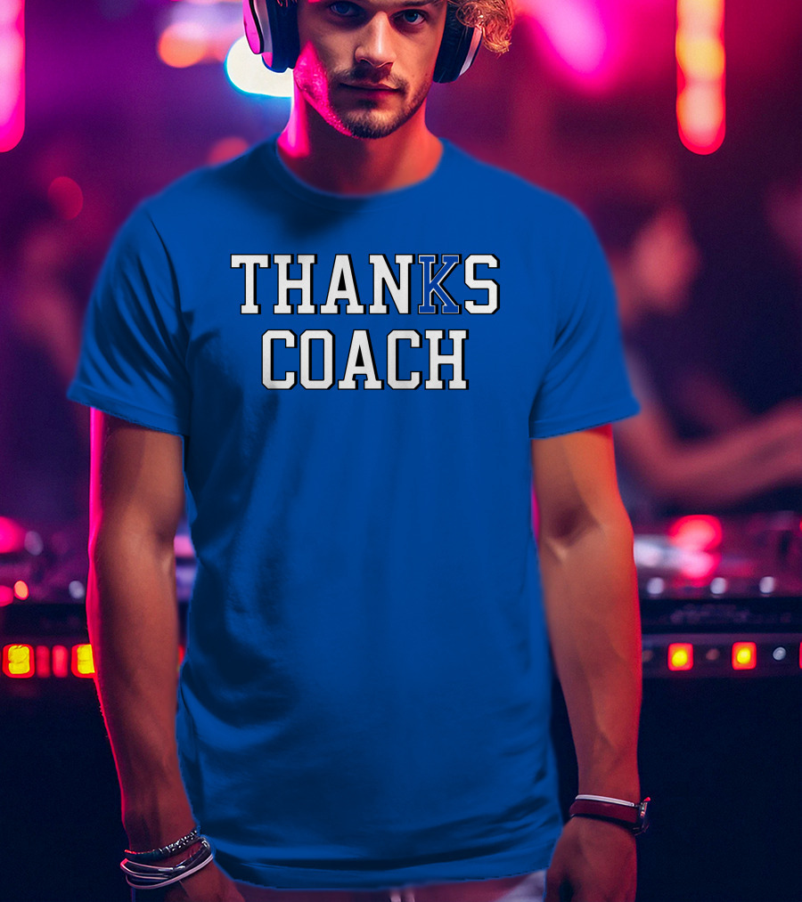 Thanks Coach Basketball Appreciation Blue Text T-Shirt