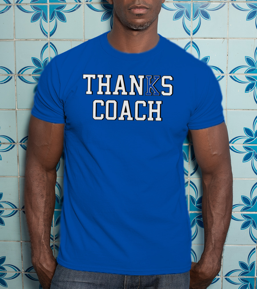 Thanks Coach Basketball Appreciation Blue Text T-Shirt