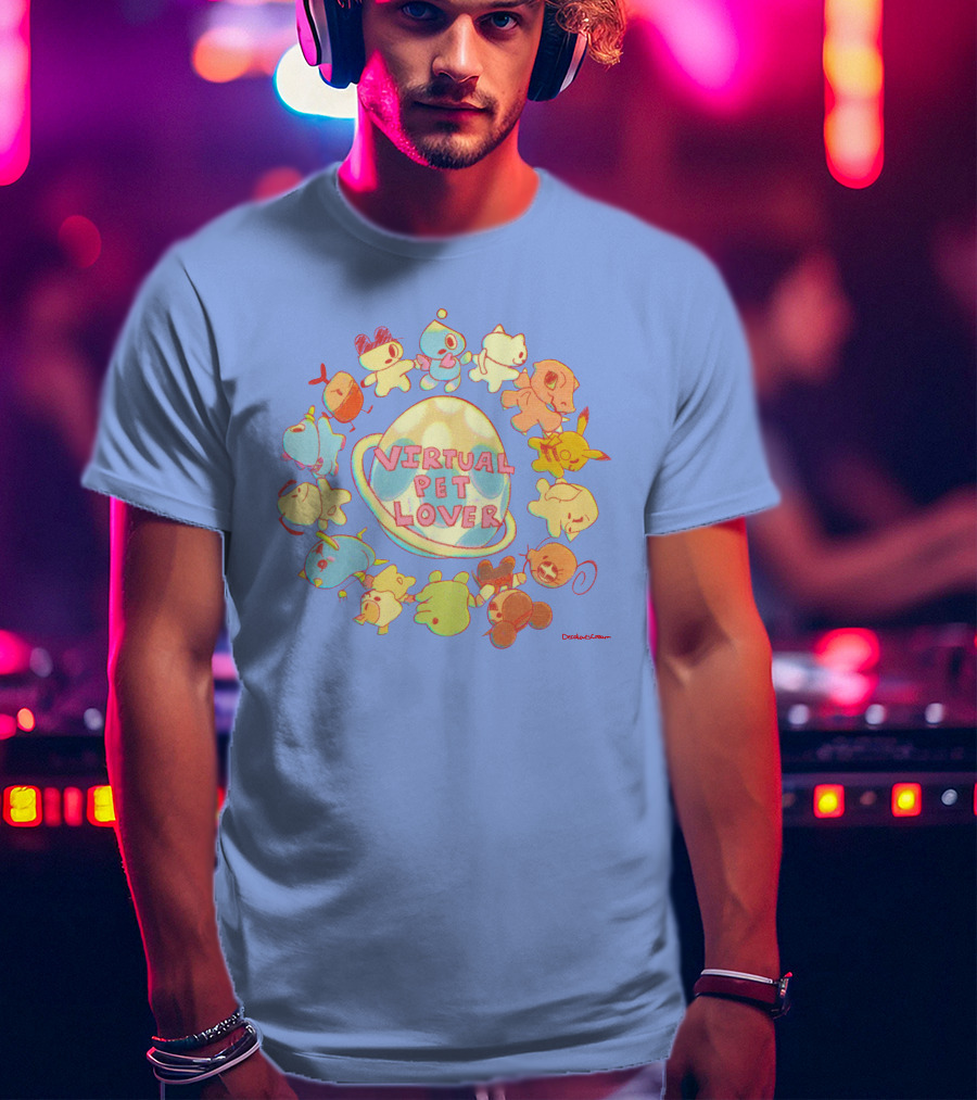 Virtual Pet Lover Colorful Cute Characters Circle T-Shirt