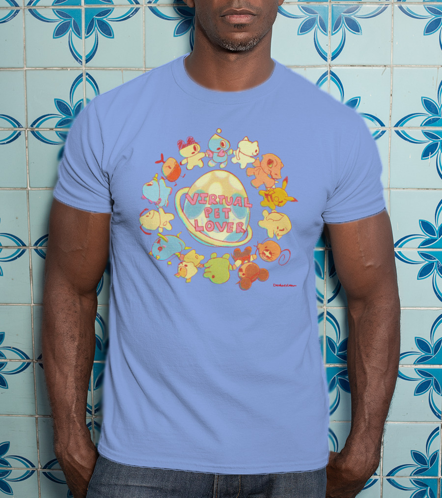 Virtual Pet Lover Colorful Cute Characters Circle T-Shirt