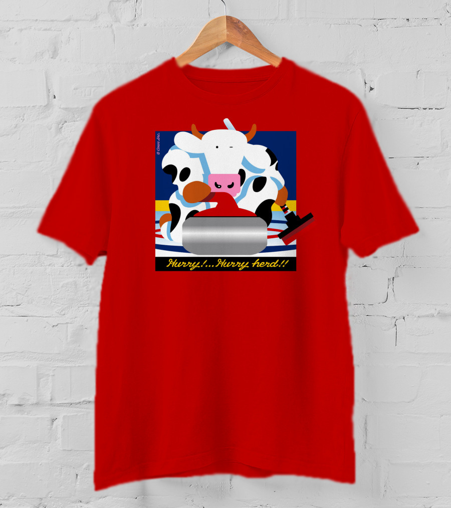 Hurry Hurry Herd Cow Curling Sweep T-Shirt