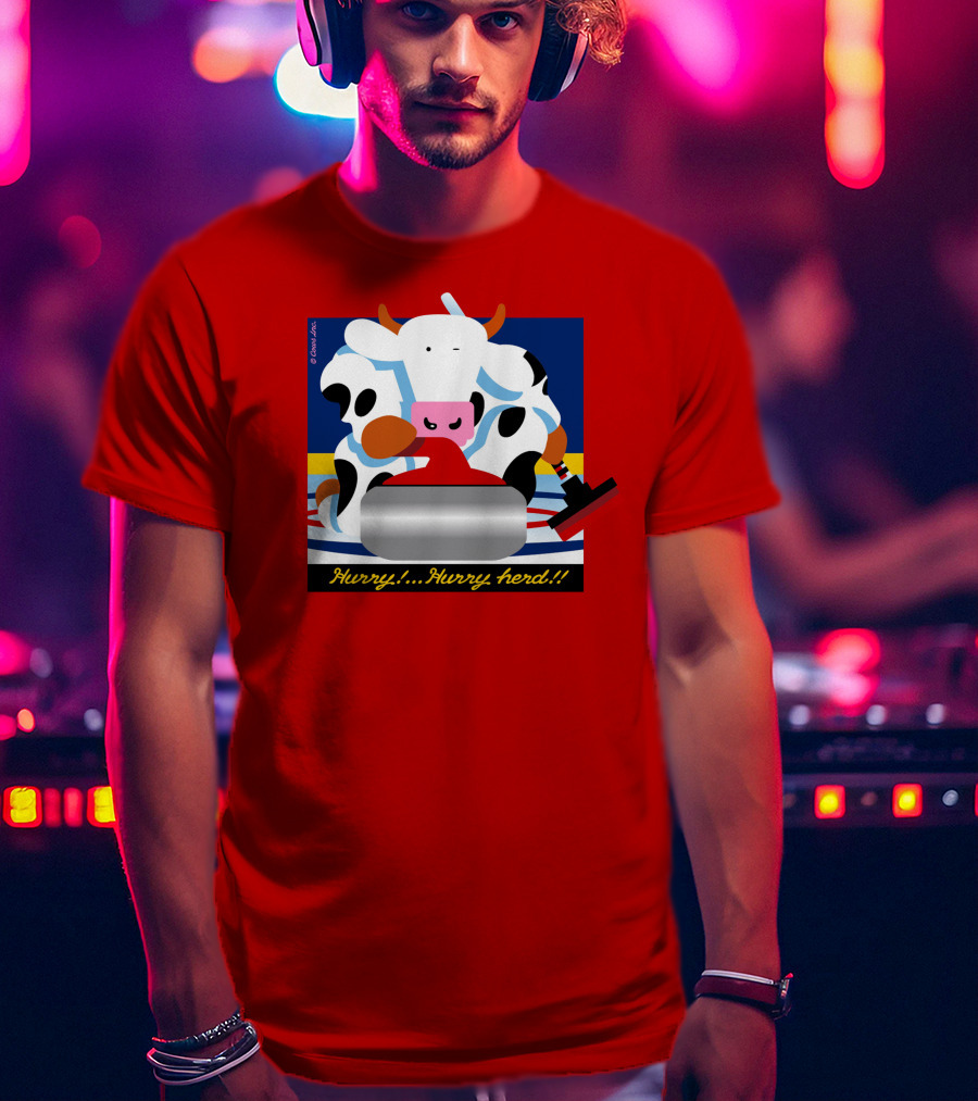 Hurry Hurry Herd Cow Curling Sweep T-Shirt