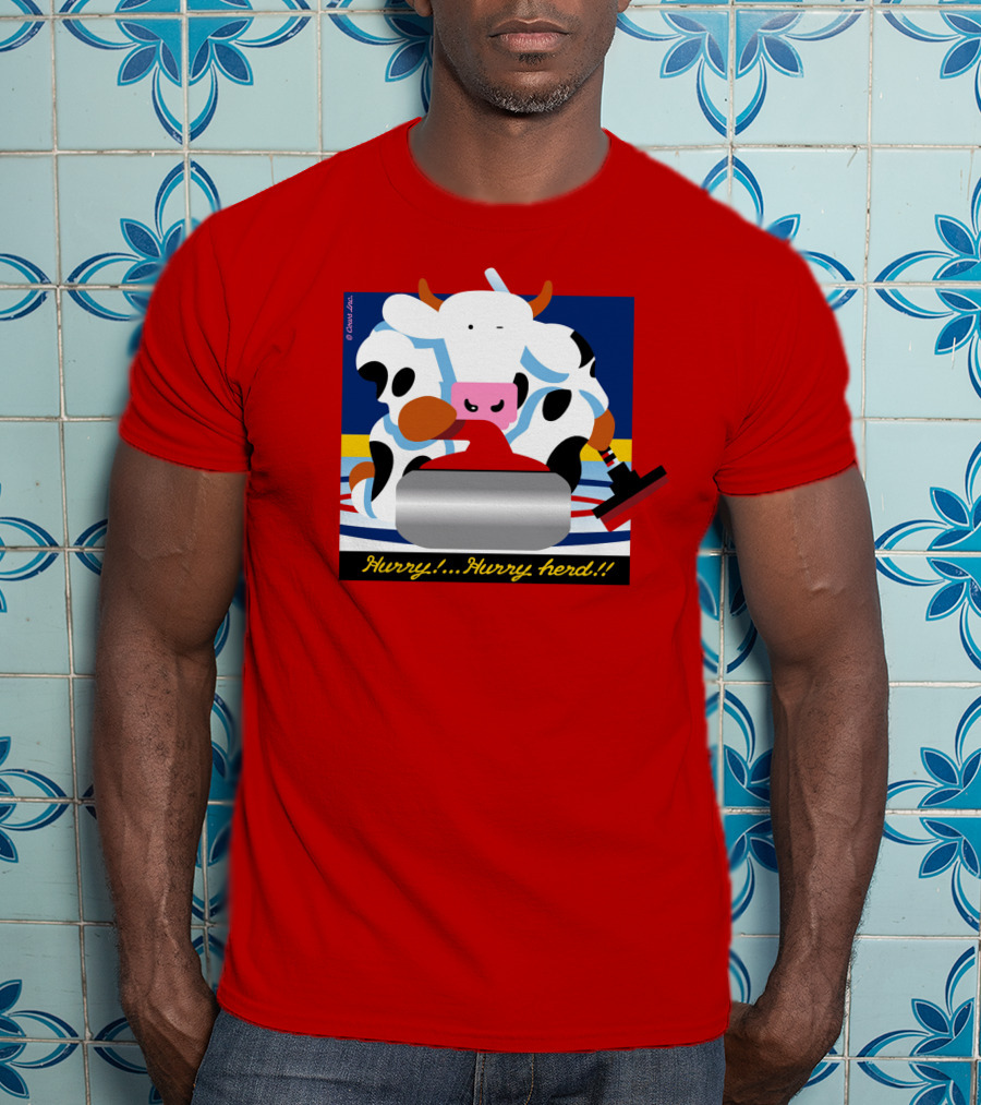 Hurry Hurry Herd Cow Curling Sweep T-Shirt